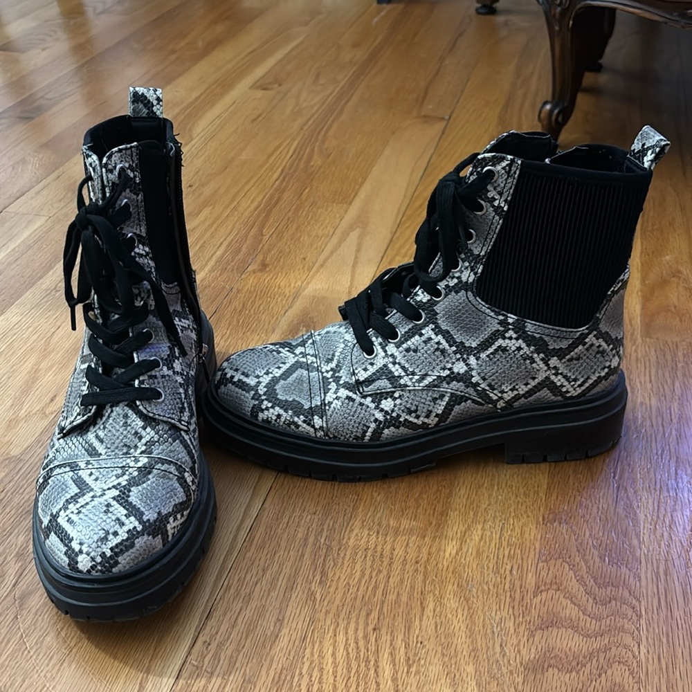 Circus by Sam Edelman Snakeskin Combat Boots